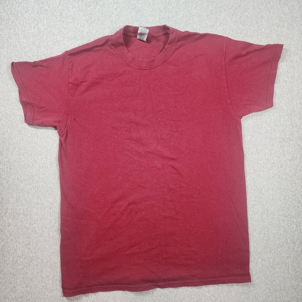 Gildan T-Shirt Mens Medium Burgundy Red Fair Heavy Cotton Short Sleeve Solid